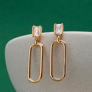 NEW SIF JAKOBS JEWELLERY ROCCANOVA LUNGO GOLD PLATED EARRINGS